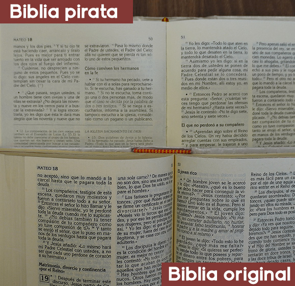 Nitidez de impresión de Bbilias piratas y originales