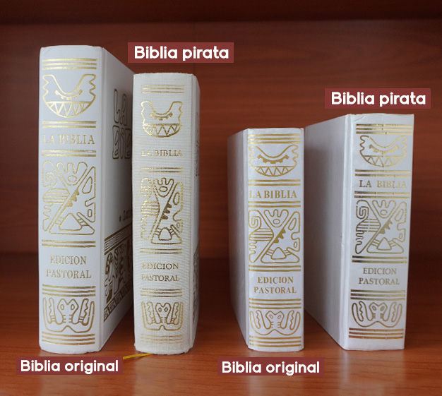 Comparación de tamaño en biblias pirata